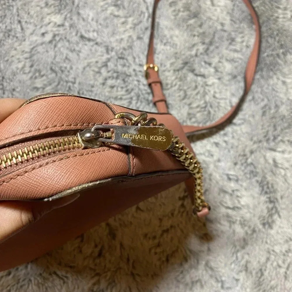 Michael Kors Pink Crossbody Jet Set Purse Saffiano Leather